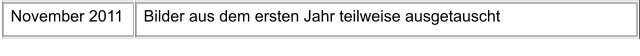 November 2011 Bilder aus dem ersten Jahr teilweise ausgetauscht